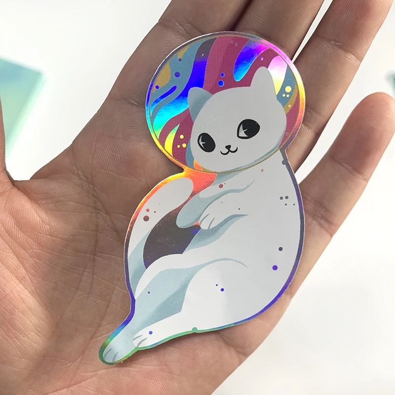 

Custom Clear Printing Paper Vinyl Labels Holographic Laser Hologram Waterproof Die Cut Logo Stickers With Logo