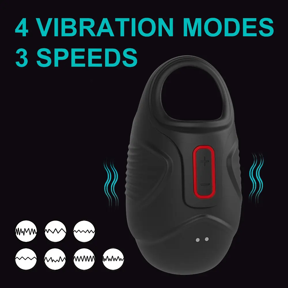 10 Modes Vibrating Scrotum Massager Male Chastity Cage Testicle Bondage