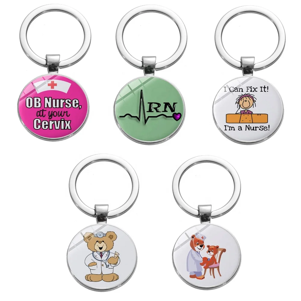 

Custom Cheap Epoxy Medical RN Animal Key Rings For Nurse Accessories Keychain, Picture