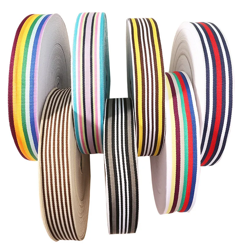 

High quality 2.5cm Width color stripe Custom Logo Ribbon, rainbow plain Polyester ribbon double face polyester grosgrain ribbons, 6 styles available