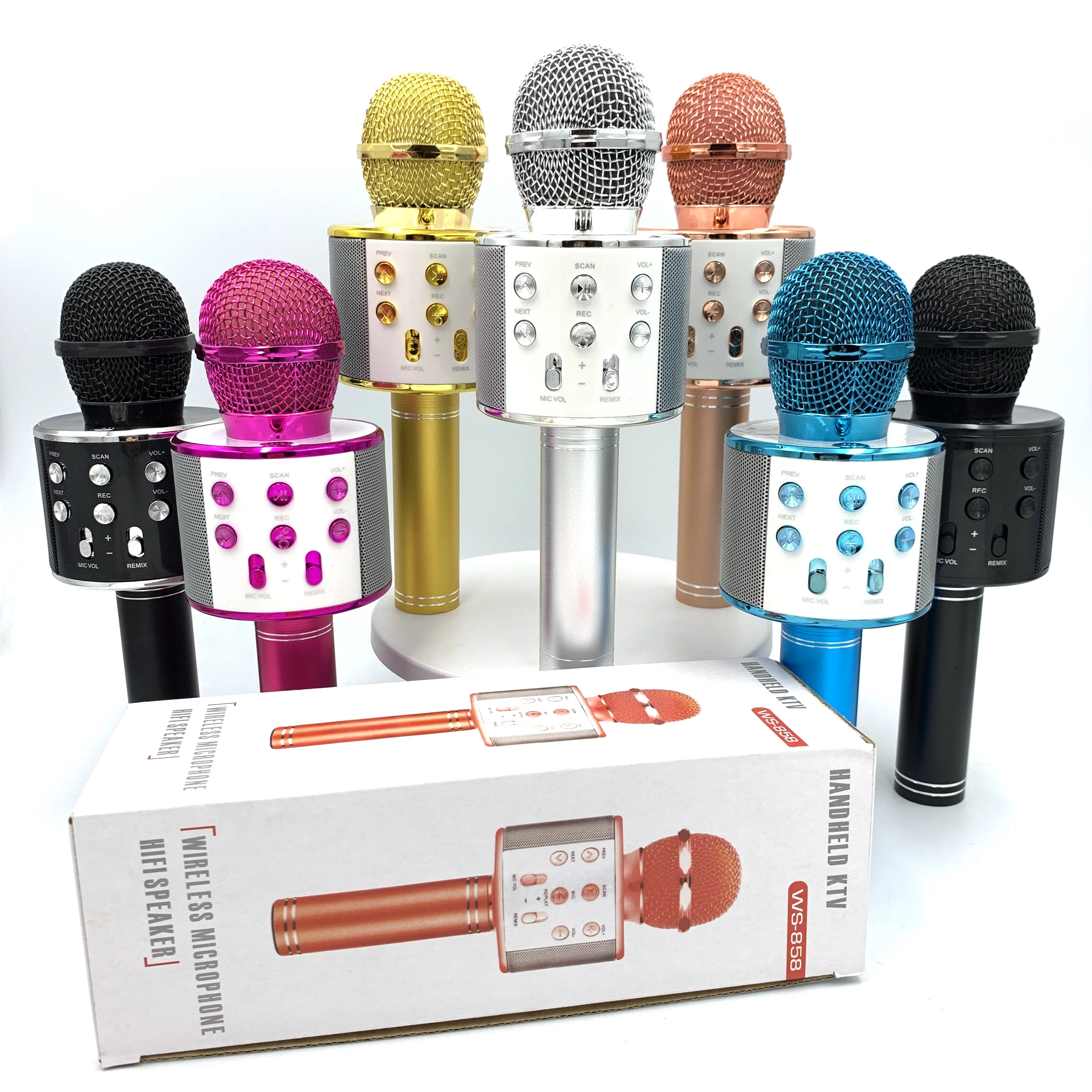 

WS858 Wireless Karaoke Microphone Speaker,4 in 1 Portable Speaker Microphone Birthday Home Party