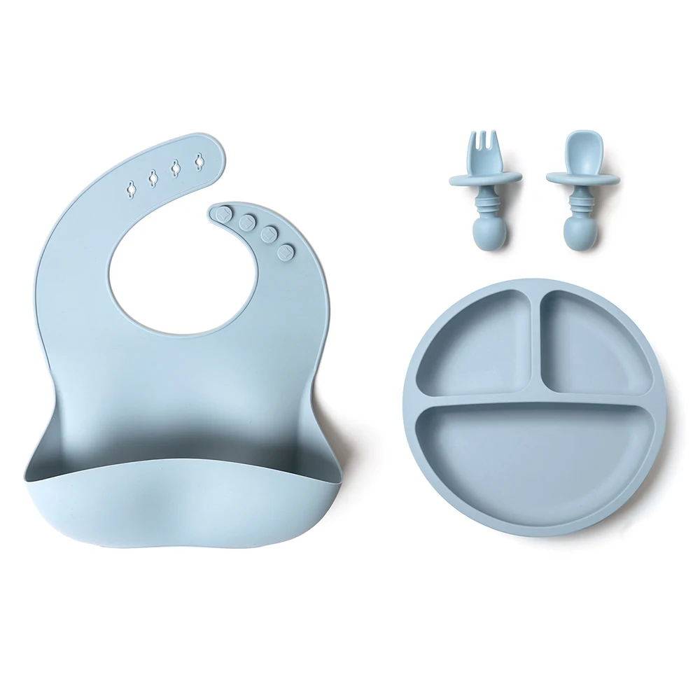 

silicone plate baby bib tiny fork and spoon set baby feeding set bpa free