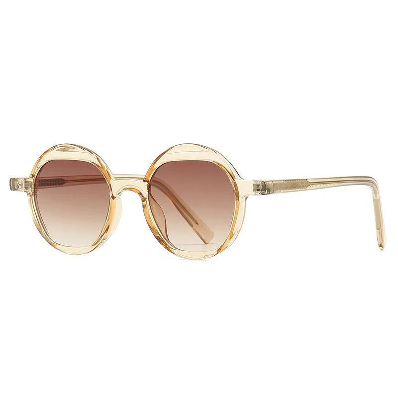 

35011 Customize Vintage Retro Sun Glasses Women Fashion Vintage Shades Trending Tea transparent round sunglasses