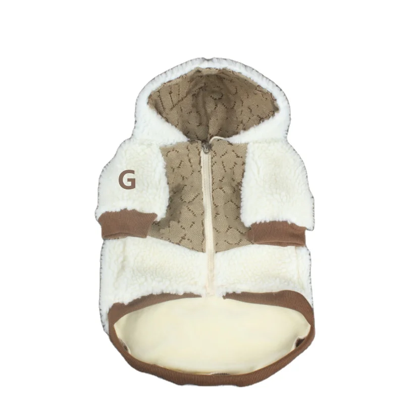 

Lamb Wool Warmth Stitching Luxury Brand G Classic Logo Custom Pet Dog Coat