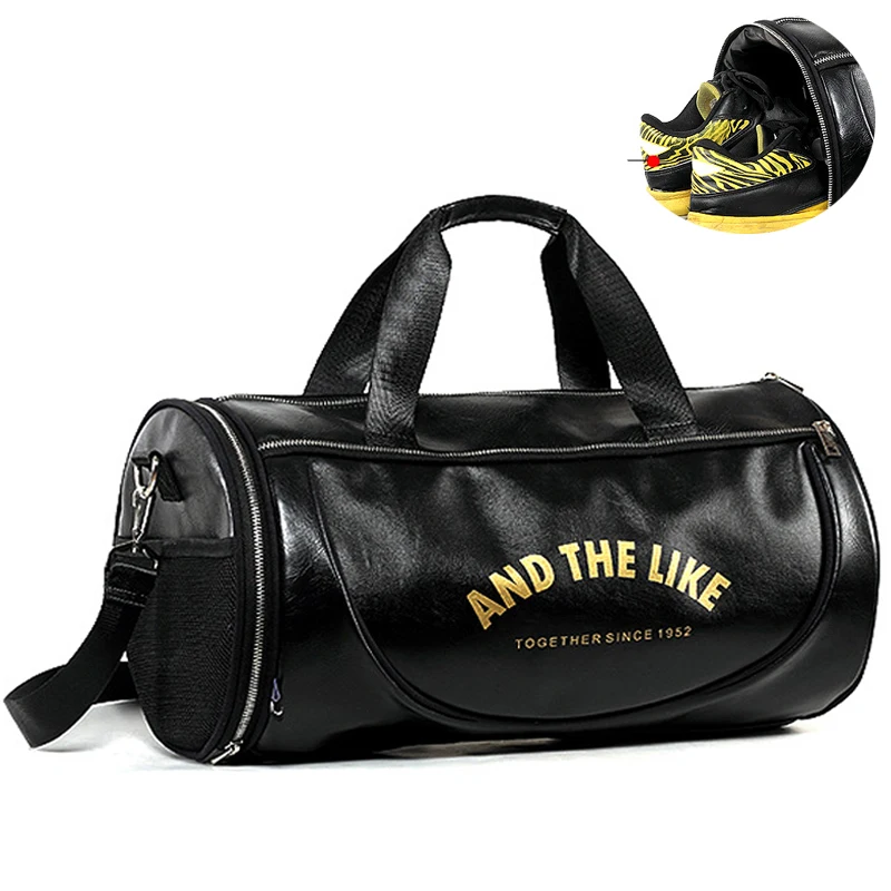 

2021 New luxury pu waterproof travel bags custom logo cross body gym duffle bag shoe fitness leather, Black/wine red/army green/blue