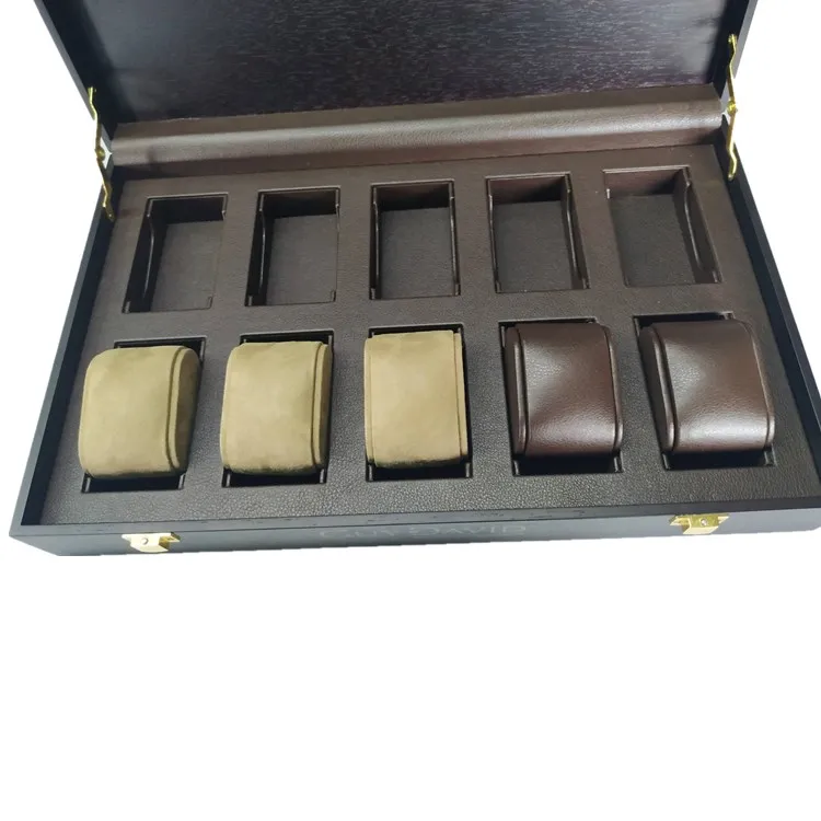 Custom high-end and luxury brown natural wooden watch box for 12pcs