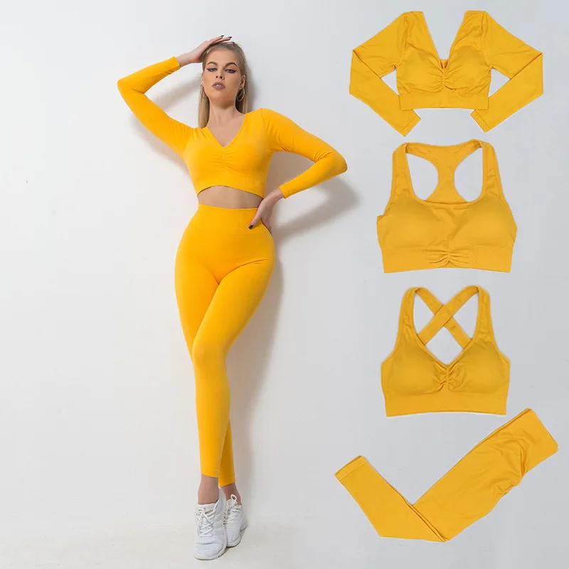 

Dropshipping Fitness Yoga Sport Women Gym Clothing Summer Two Piece Set Women Breathable Solid Colour Femme Sexy Leggings Suits