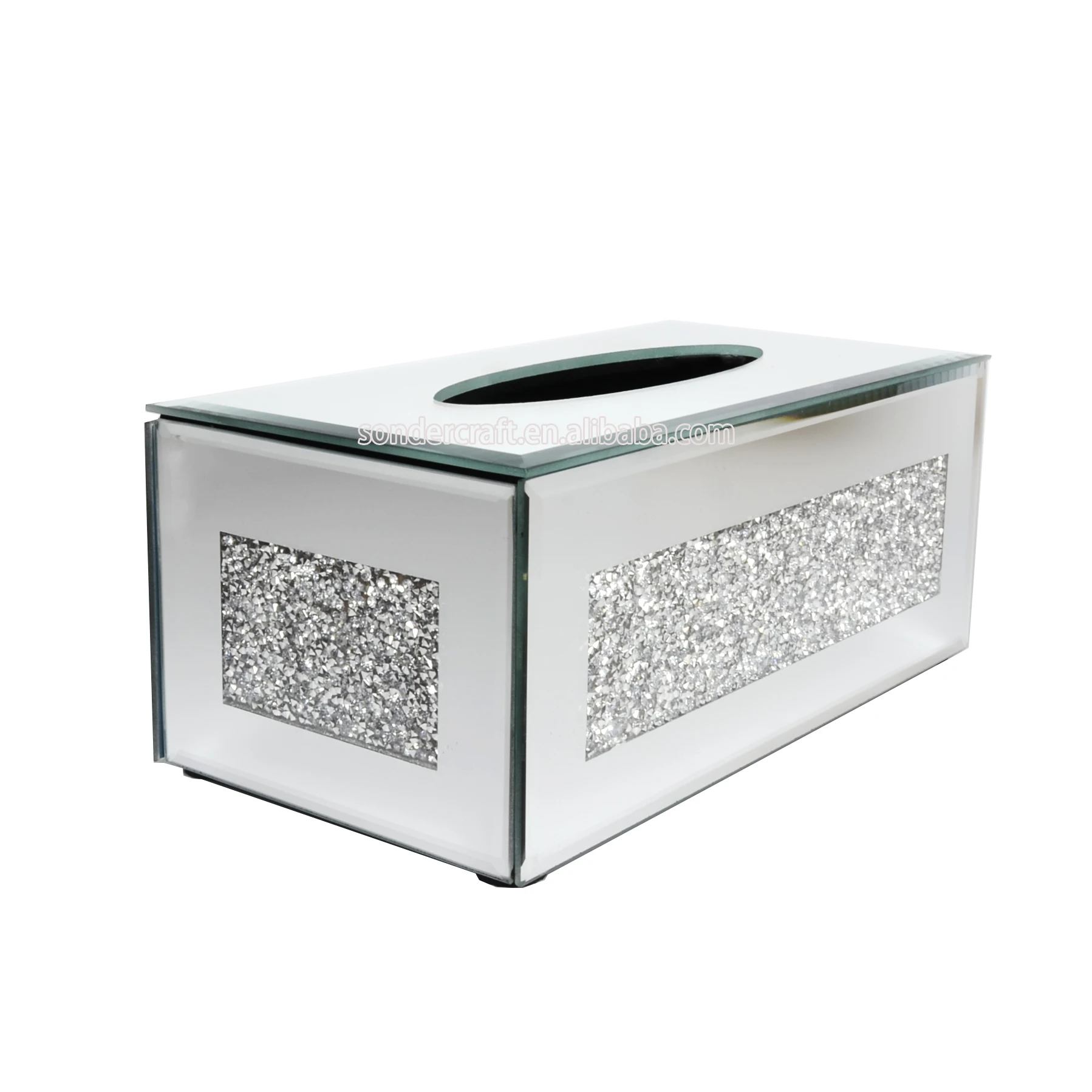

Fabulous Diamond Crushed Crystal Filled TISSUE BOX, Sliver gold