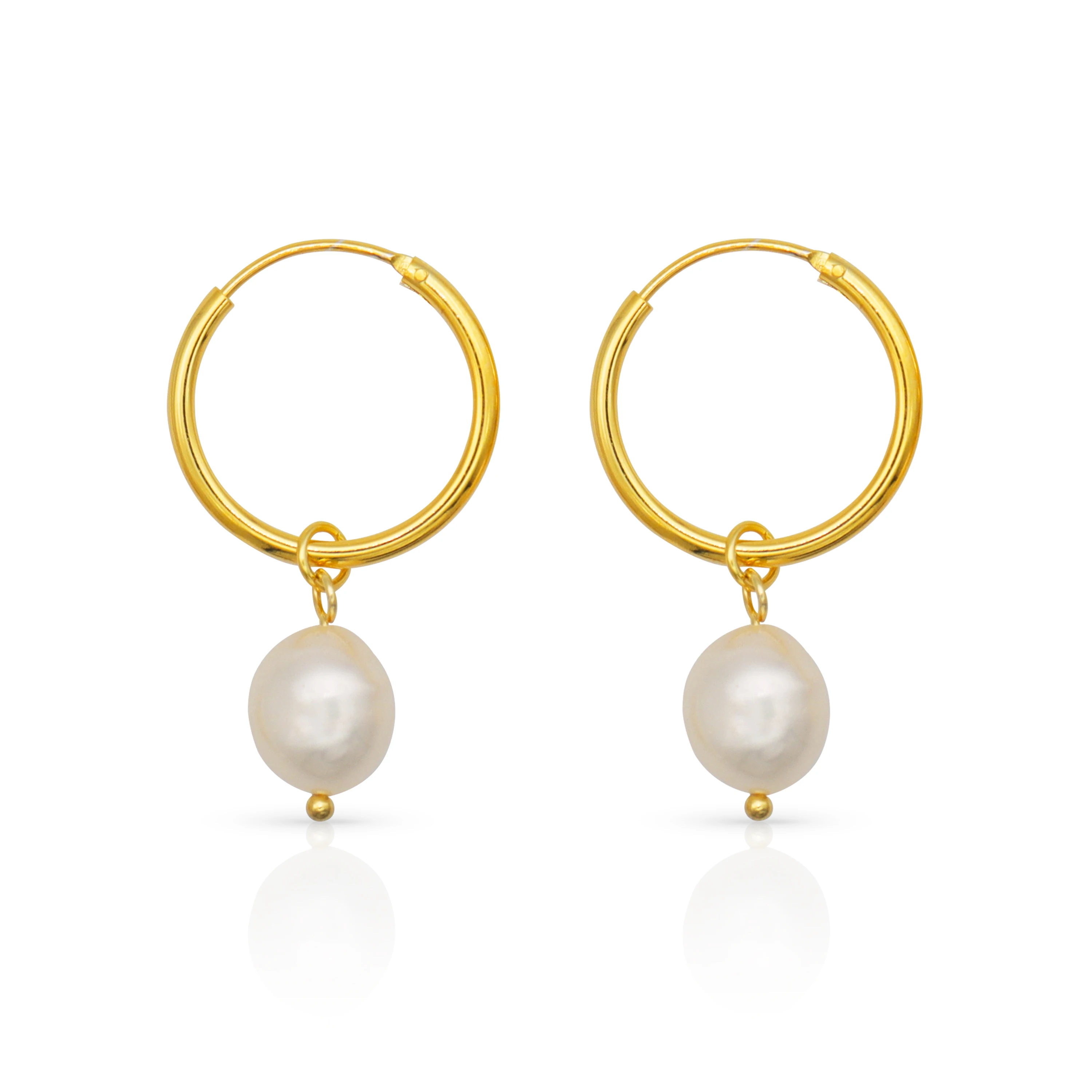 

Chris April 925 sterling silver gold plated simple baroque freshwater pearl earrings
