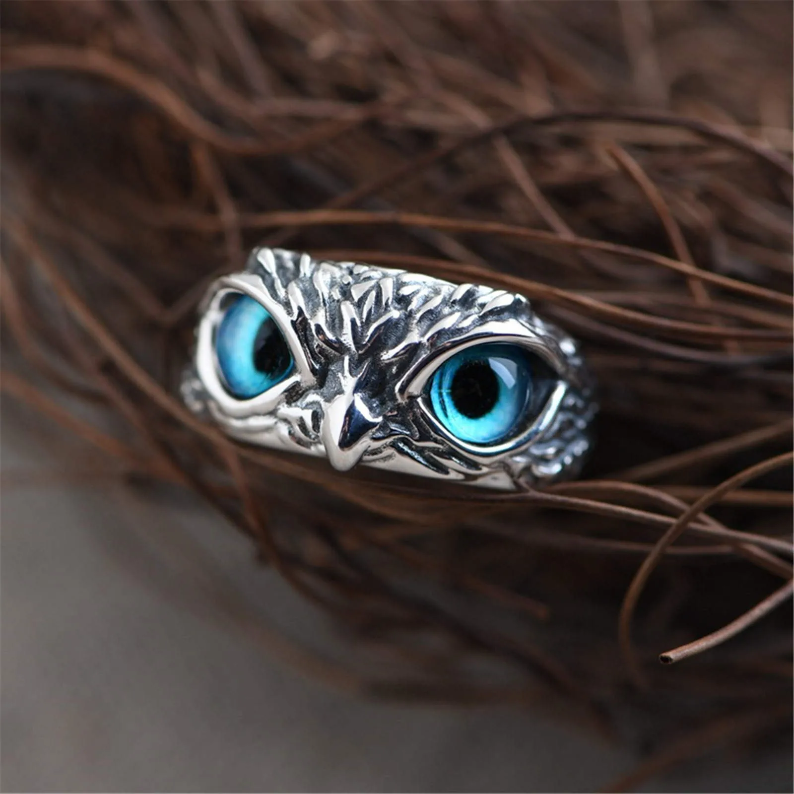 

2021 Retro Eyed Owl Ring Adjustable Ring for Mother's Day Gift Jelwery Accessories, Vintage sliver
