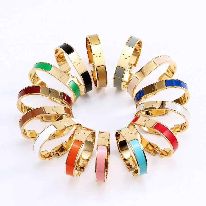 

High quality Fashion Hot Sale Popular Jewelry For Women 316L Stainless Steel Bracelet H Enamel Colorful Bangle, Picture shows