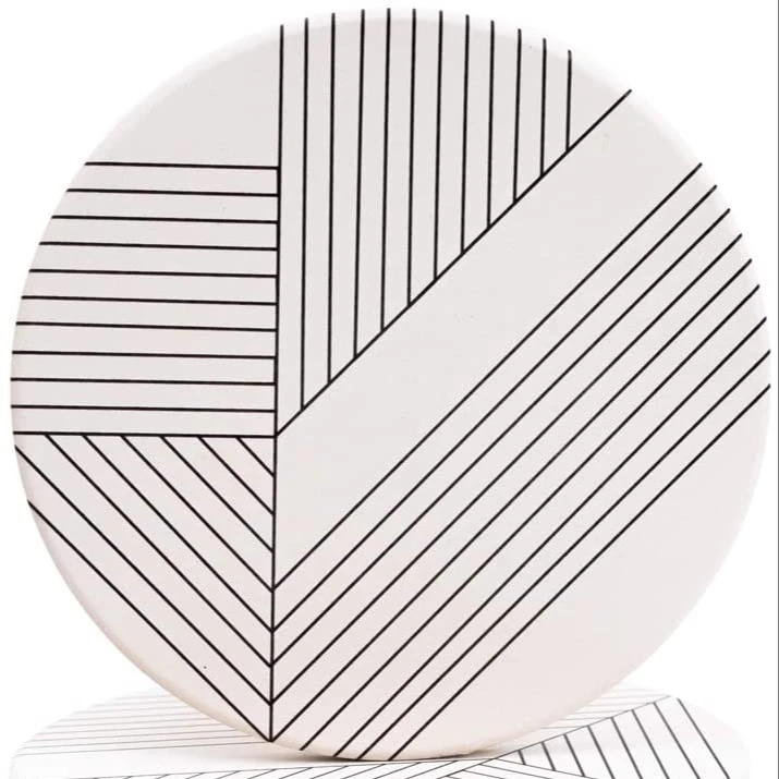 

Deco Coasters Set of 6 Absorbent Ceramic Stone Coasters House Decor On Large Ceramic Stone with Cork Backing