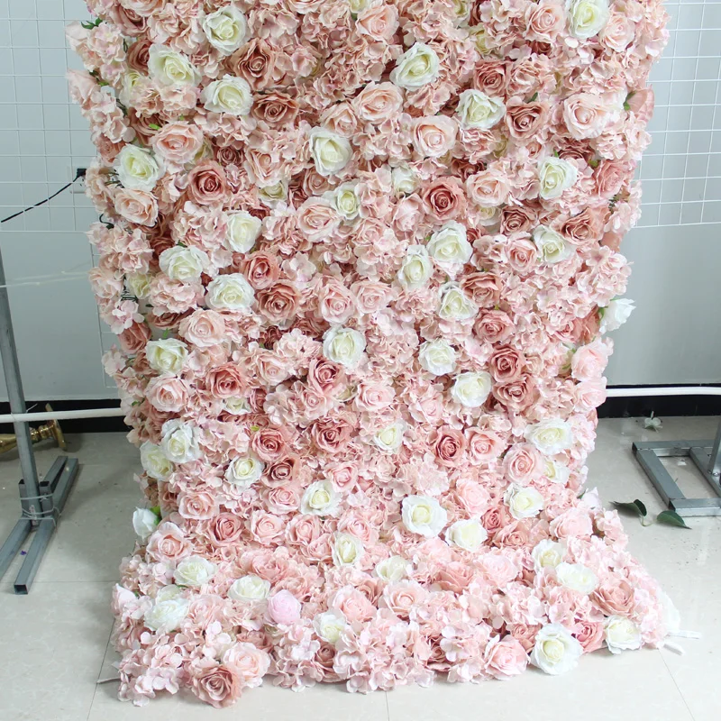 

SPR 1.2*2.4m(4*8ft)/pc roll up cloth base blush pink artifical flowerwall backdrop wedding occasion decoration event arrangement, Mix color