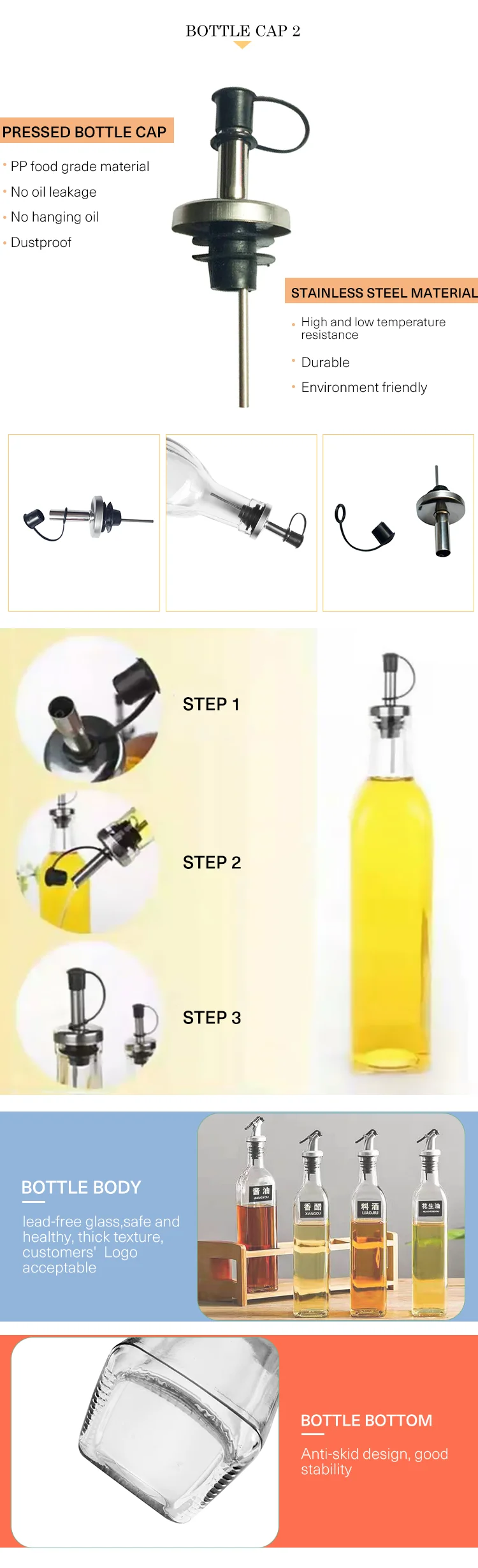 CE Certificated Hot Sale Bottle Glass For Olive Oil