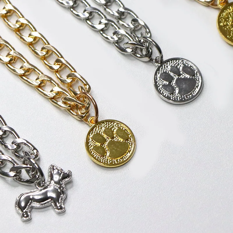 

Fashion Large Gold Chain Pearl Accessories Dog Tag Necklace