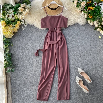 

2019 Ins new fashion off shoulder long pants jumpsuit women