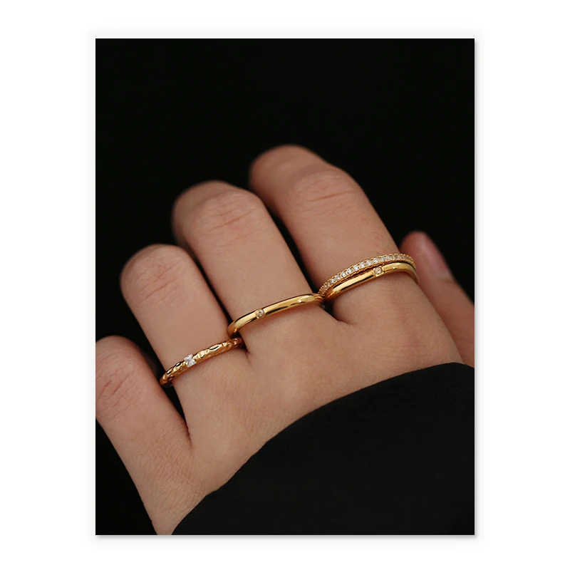 

Dylam Hot Selling Stainless Steel Ring 18K Gold Plated Minimalist Wholesale Jewelry Rings Zircon Square Ring