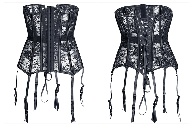 Sexy Corset Latex Waist Corsets Cincher Women Black Lace Sexy Underbust Corset Bustier Gothic 7653