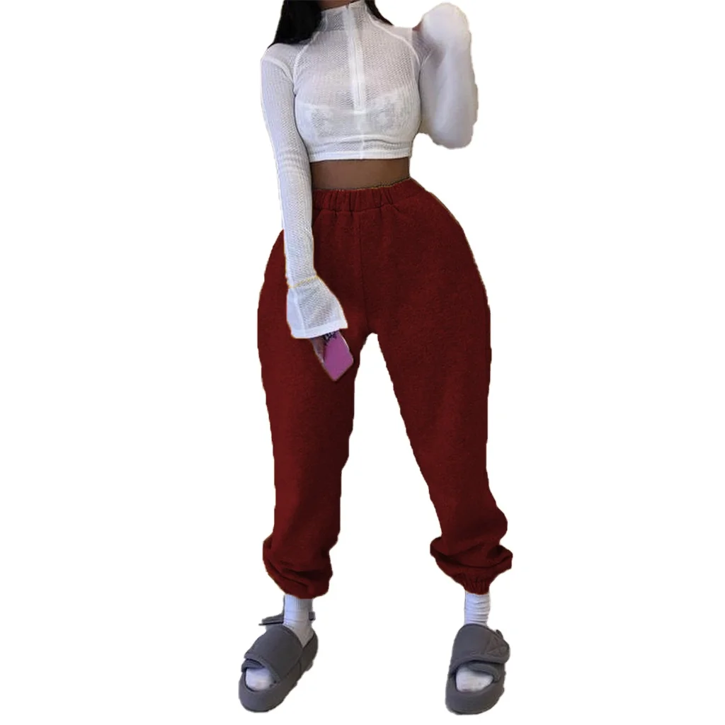 

New winter clothing sportswear jogging pants sweatpants suit large size women's sportswear tapered slim women's sports pants, 3 colors