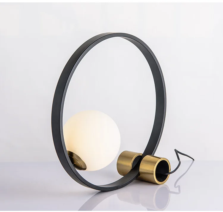 New design creative black circle led desk light indoor acrylic living room lighting bedside table lamp