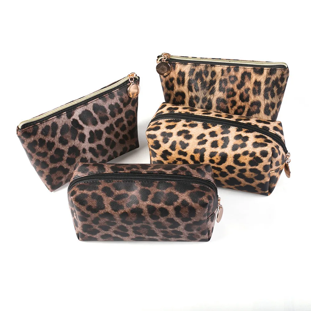 

New Ladies Leopard Print Cosmetic Bag Large Capacity Multi-Function Storage Bag Portable Containers, Customized color