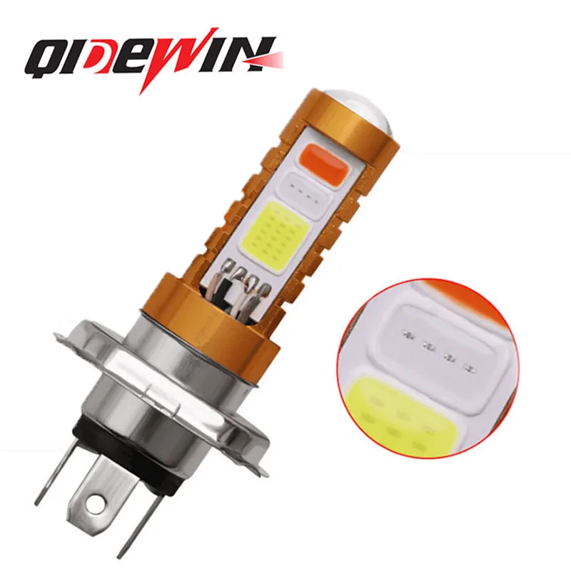 QIDEWIN h4 h6 three colors led light bulb motorcycle headlight headlamp led bulb lamp 12v red blue led car motorcycle fog light