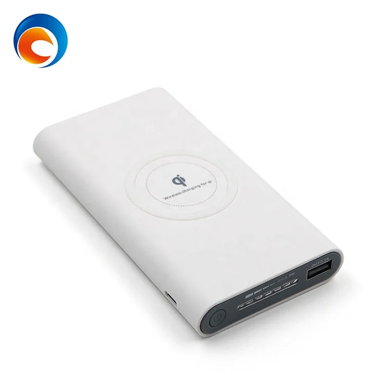 

6000/8000/10000 mah Qi portable power bank oem logo fast charger daul usb port type C Android interface wireless charger