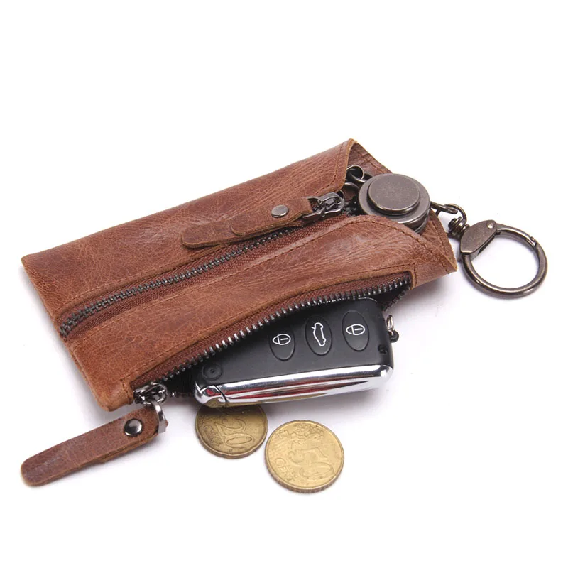 

Fashion Housekeeper Key Holder Multifunctional Organiser Men Women Zipper Genuine Leather Car Key Wallet, Black/brown/dark coffee