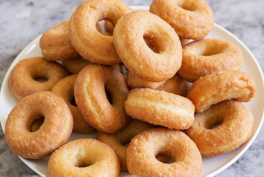 Close-up of golden baked apple cinnamon donuts with cinnamon sugar coating on rustic wooden surface