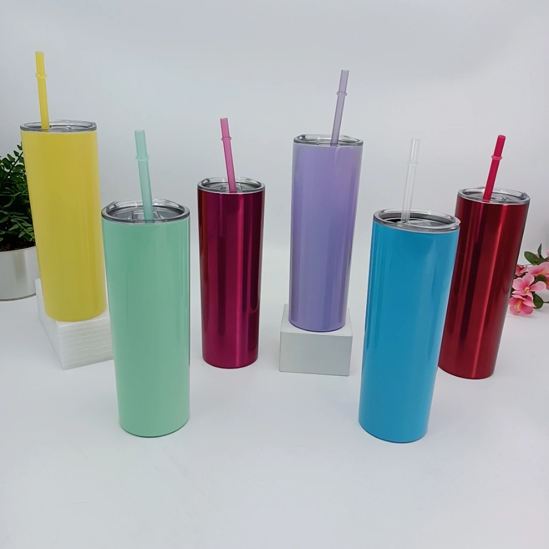

wholesale tumblers 20oz Double Wall Vacuum Insulated stainless steel skinny tumblers with straw