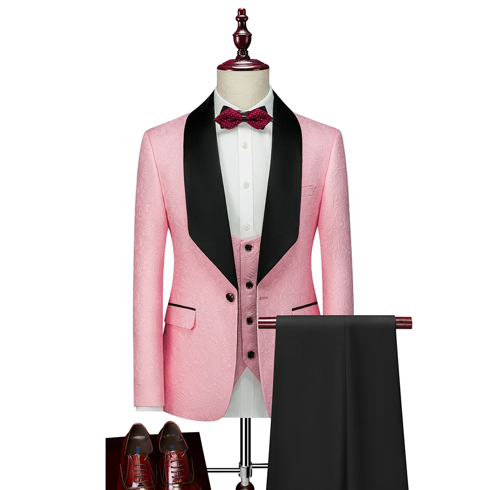 

Business Formal Green Fruit Collar Single Row Buckle Three Pieces Men's Suit