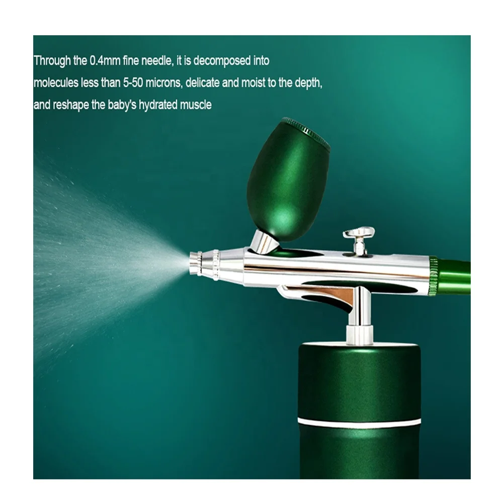 

2022 High Quality Home Use Oxygen Injection Machine Moisturizing Jet Peel Injector Skin Therapy Facial Water Oxygen Spray Gun, Dark green