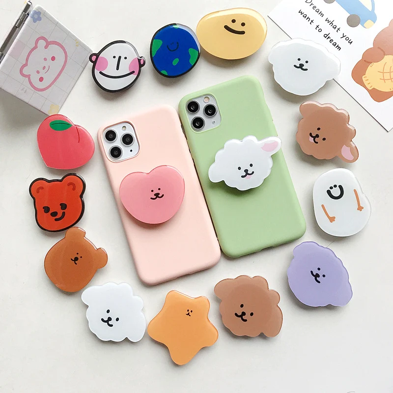 

Cute Glue Foldable Finger Ring Holder Phone Socket Grip Tok For iPhone Xiaomi Huawei Telefon Mobile Holder Stand Mount Bracket, Black,red,pink,light blue,yellow,coffee,white