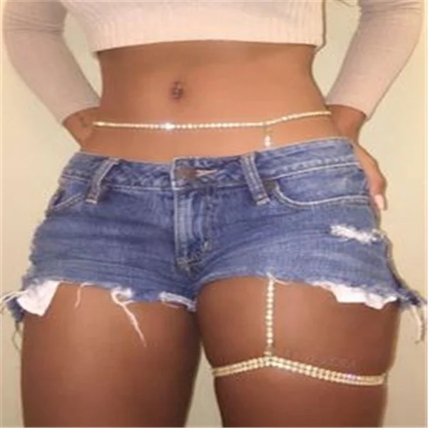 

SHBD816 2021 Summer Bikini Body Chain Crystal Sexy Body Jewelry Leg Chain