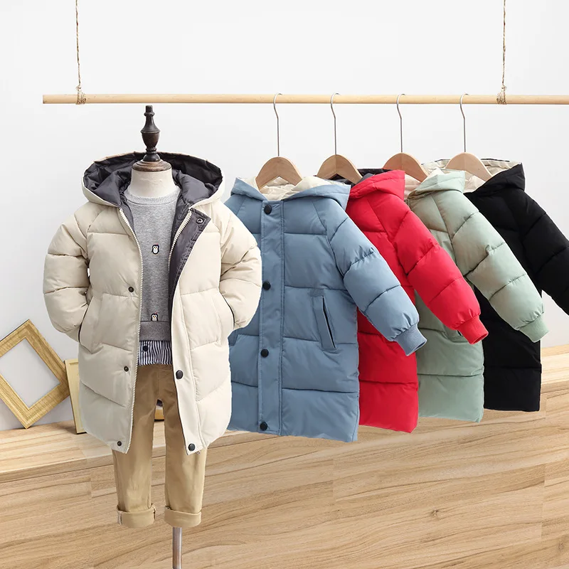 

or10802h new arrivals warm coat long design winter thick coats for baby girls, Red,black,blue,beige,green