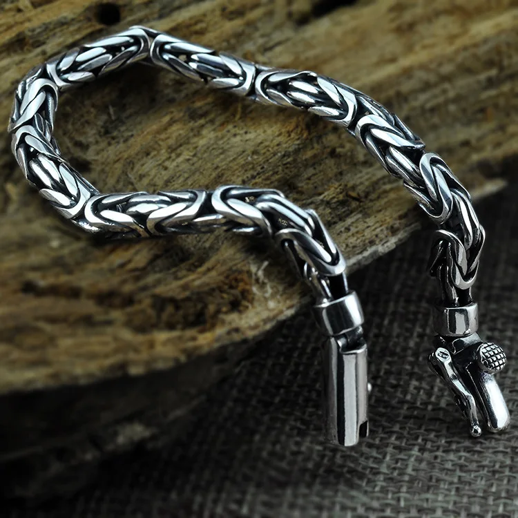 

925 Sterling Silver Byzantine Chain Link Bracelet For Men