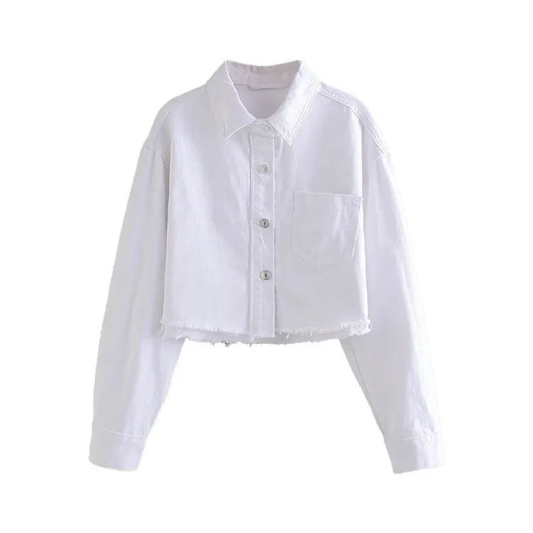 

Women 2021 Fashion Pocket cowboy Short Jacket Coat Vintage Long Sleeve Button-up Female Outerwear Chic Overshirt, Picture