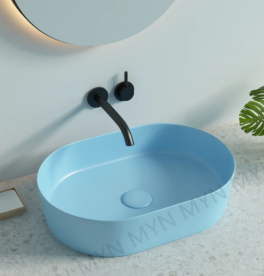 

Hot sale modern color ceramic bathroom vanity hand wash top basin