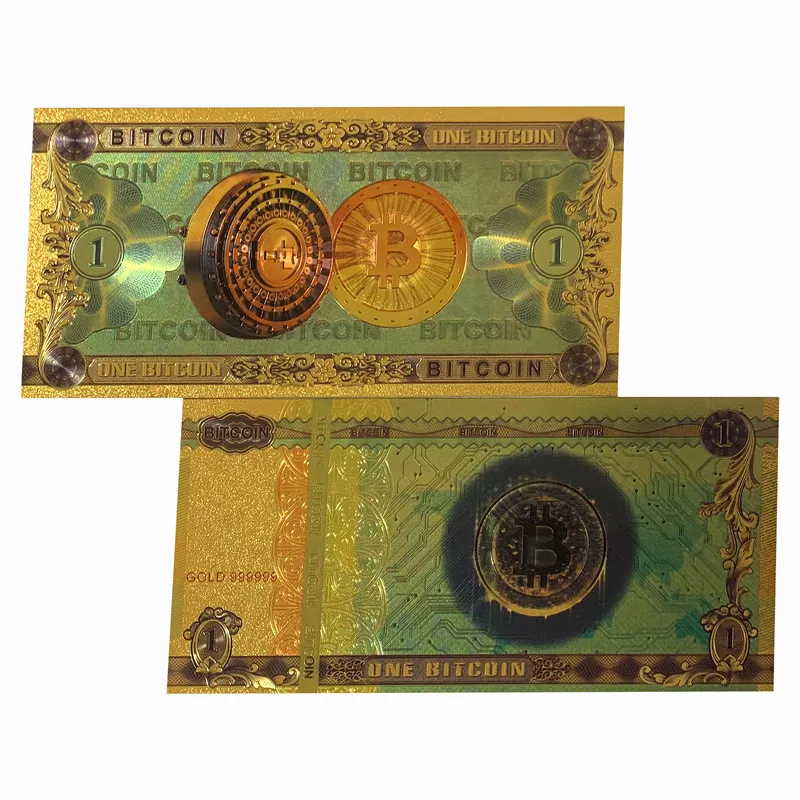 

gold foil banknote for promotion one BITCOIN bills 999 waterproof foil plated for collection gift, Black foil