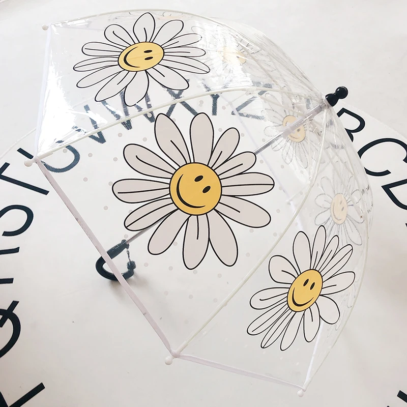 

New sunflowers kids umbrella windproof rain sun baby cute flower dot children clear dome shape umbrella transparent umbrella