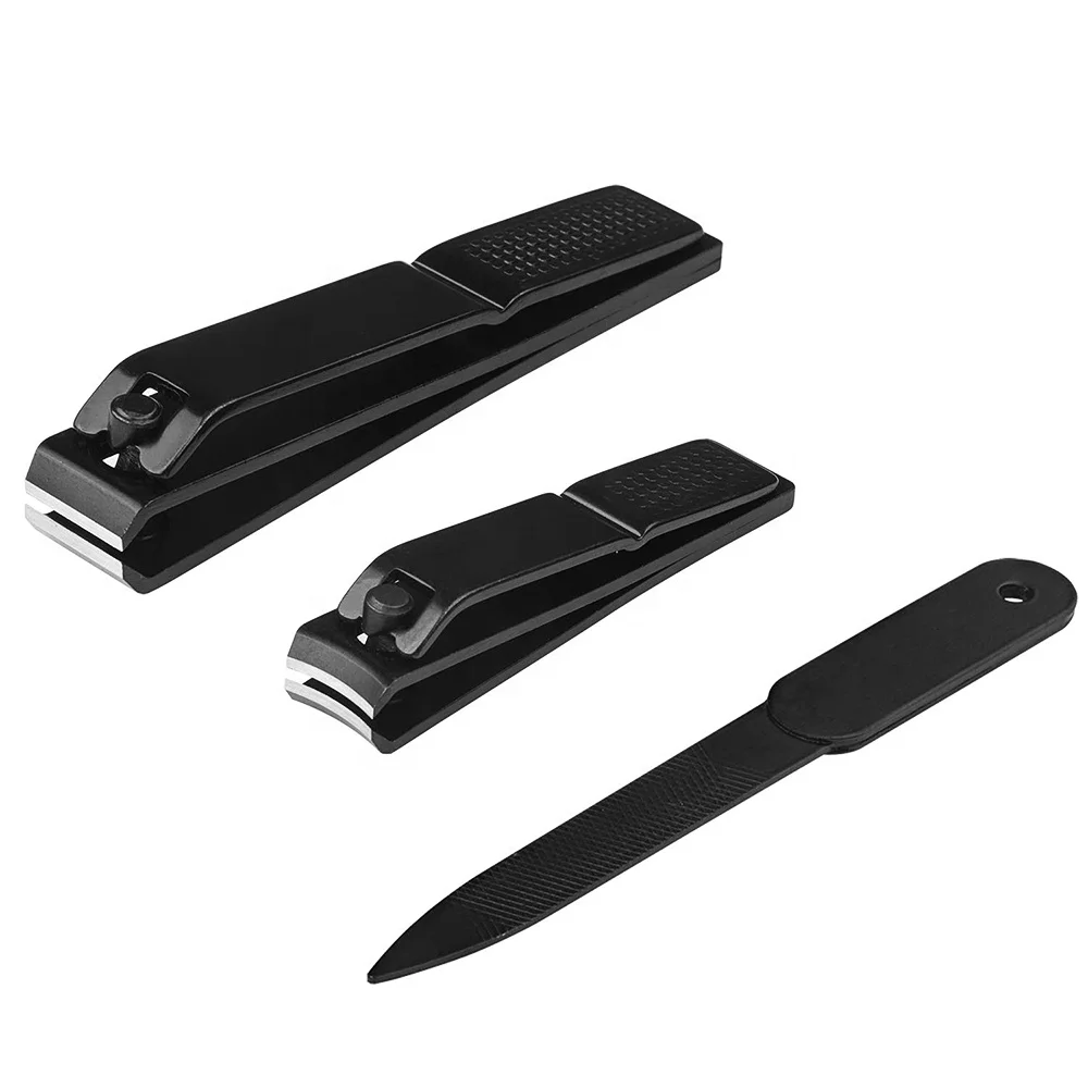 

Hot Sale Black 3 piece stainless steel Nail File Clippers Cutter Kit Nail Clipper Set Manicure Pedicure Set Women Nail Tool Kit, According to options