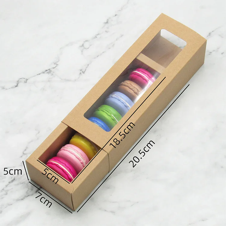 

Custom Logo Eco Takeaway Food Retail Pie Clear Cake Pastry Packaging Box Macarons Cookie Box