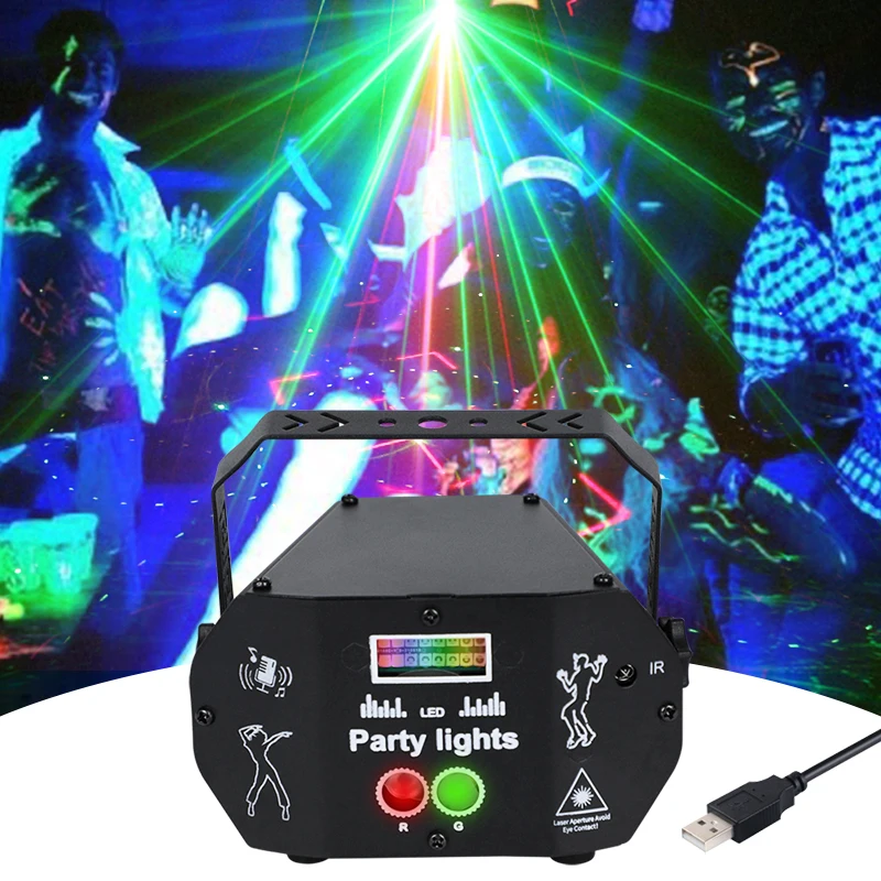 

Amazon Hot sale 3 in 1 lazer lamp RGB beam projector sound activated dj laser lights LED strobe party light for Holiday Parties