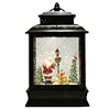 11"H resin lighted Christmas lantern gift with spinning water snow globe and glitter & free sample
