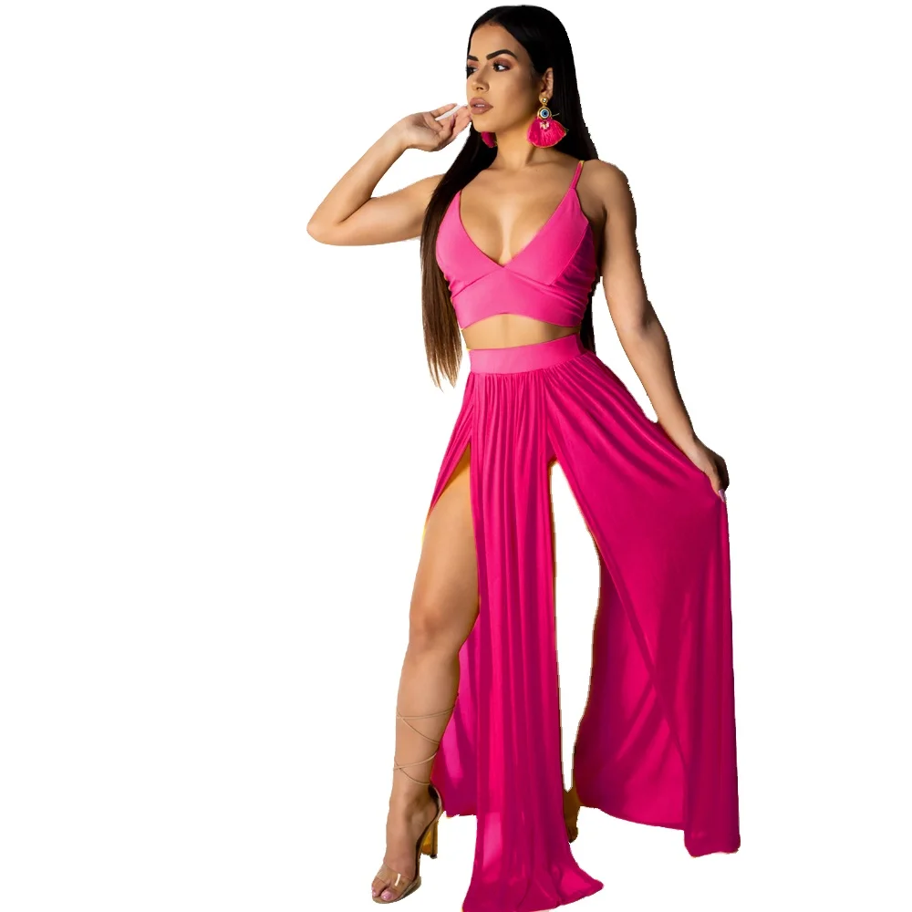 

New European and American sexy skirt set chiffon 2021 summer women clothing for beach dress, Customized color