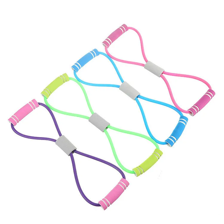 

2021 Yoga Exercise 8 Word Chest Expander Rope Workout Muscle Fitness Resistance Bands Elastic Rubber Bands with logo, Customized color