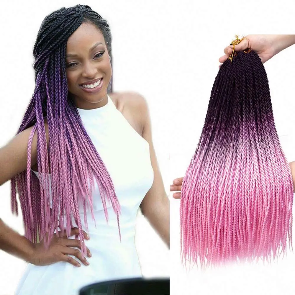 

Onst Crochet Hair Ombre Senegalese Twist Synthetic Crochet Braid 24inch 20Roots Braiding Meche Extensions Twists Braids Hair, Pic showed