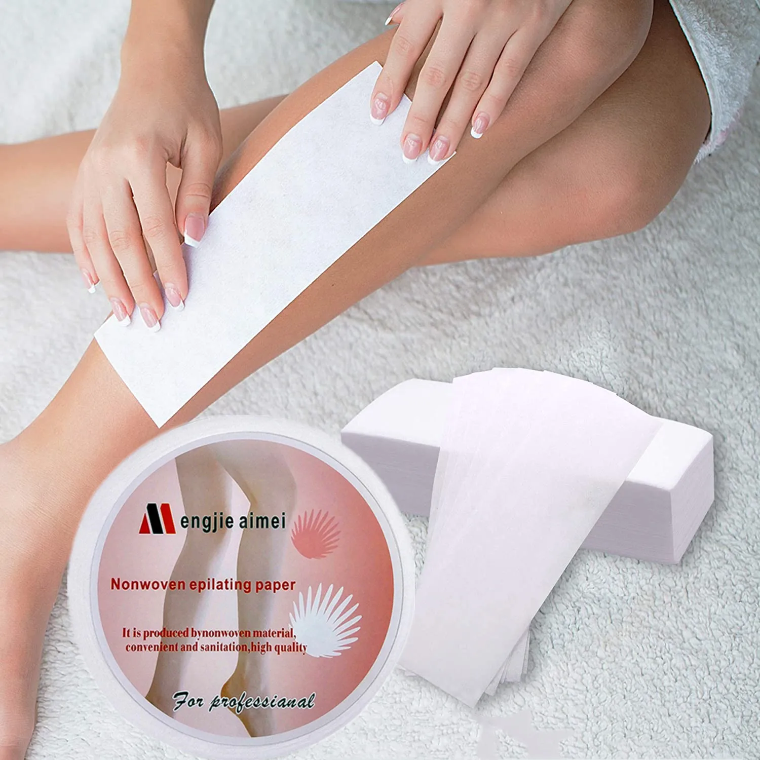 

Customized disposable soft wax strips not soak or flake size 7x20cm, package of 100 itm, wax for depilation, White