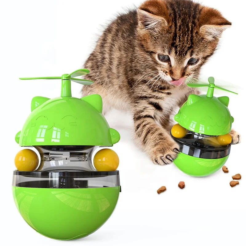 

Hot Sale Tumbler Cat Turntable Leaking Food Ball Tease Cat Stick Self-Hey Pet Supplies Interactive Toy, Blue,yellow,green,pink