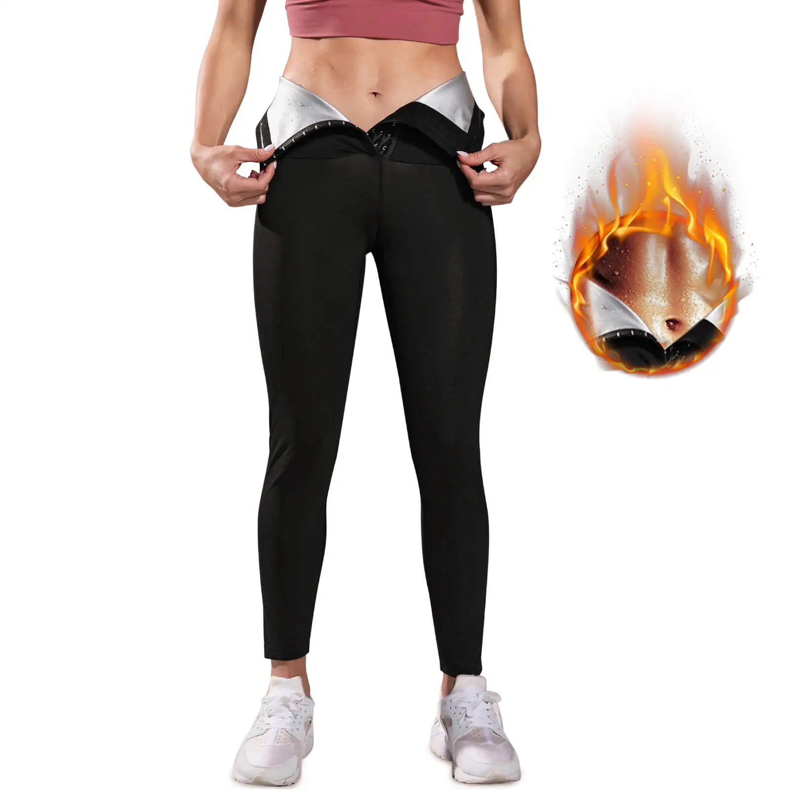 

High Waist Tummy Control Compression Workout Pants Slimming Sauna Sweat Body Shaper Custom Waist Trainer Corset Leggings